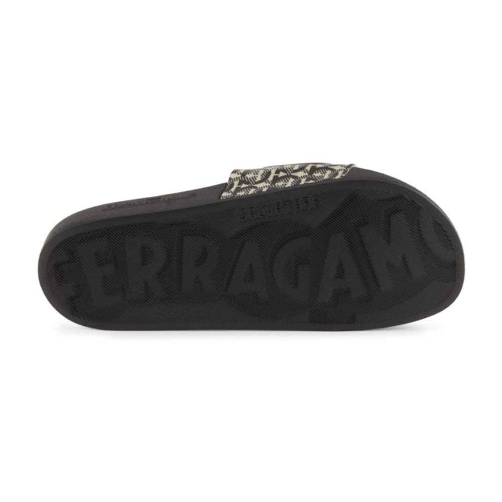 Salvatore Ferragamo Black and Beige Slide Sandals - Picture 3 of 9